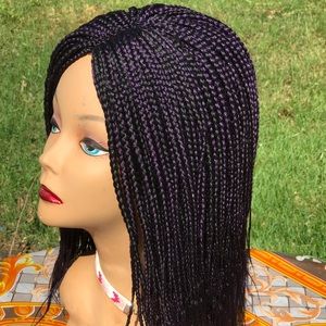 Braided box braid wig in purple and black. 16 inch
